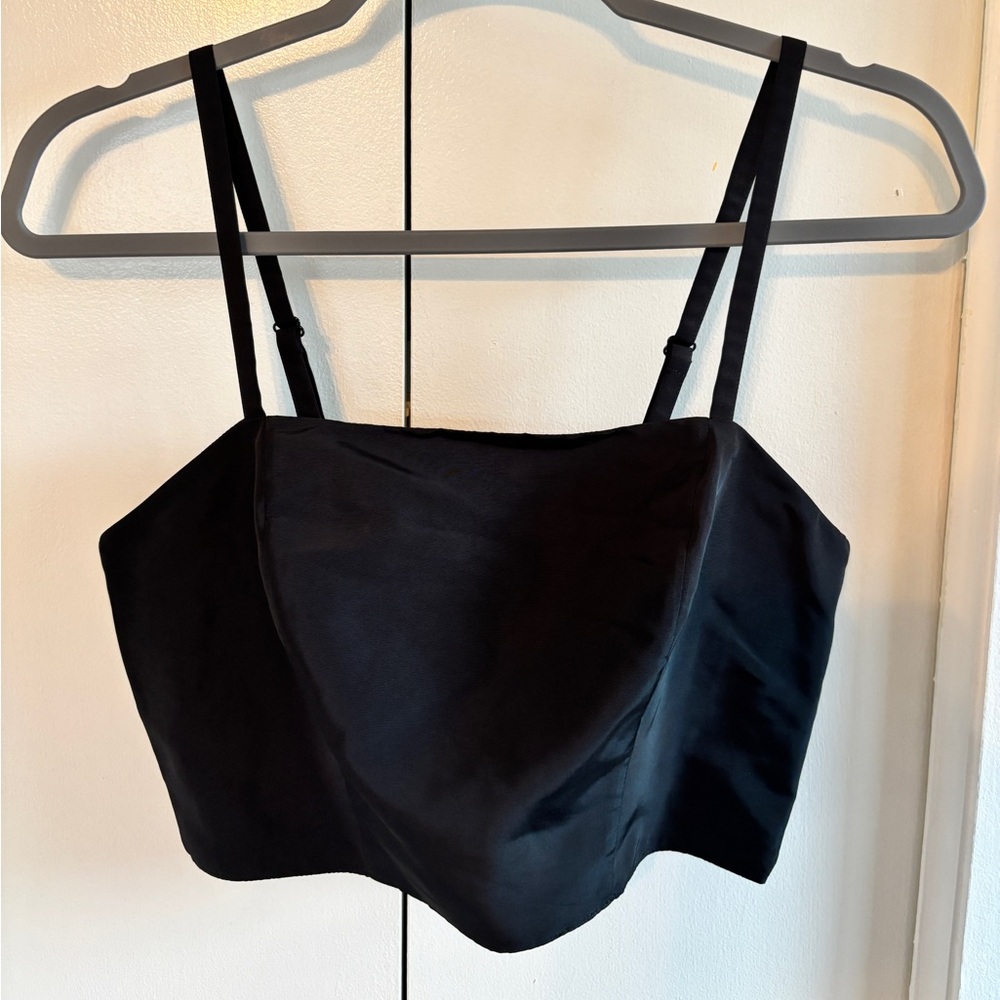 The Occasion Black cropped taffeta top size S